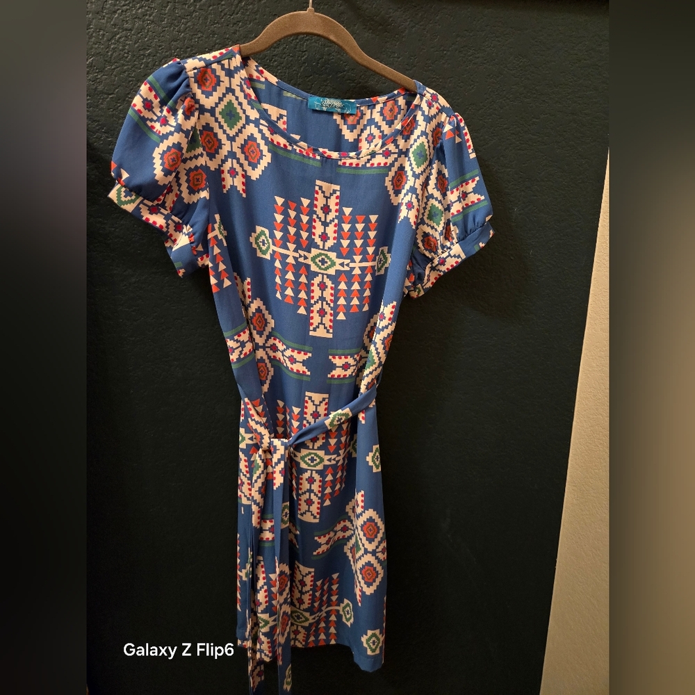 Tribal Print Blue Dress